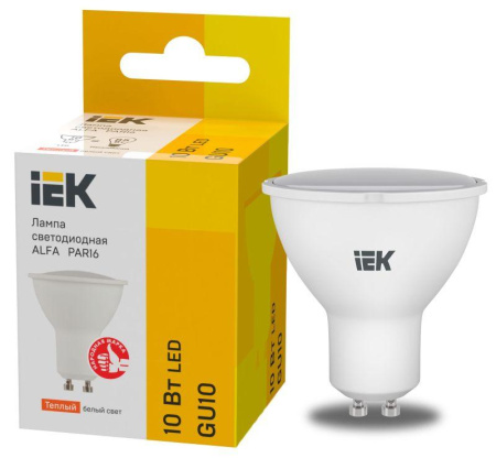 Лампа светодиодная Alfa 10Вт PAR16 софит 3000К GU10 230В (6шт)  LLA-PAR16-10-230-3-GU10-6