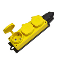 Колодка удлинителя 3-м 1ф с заглушками компакт каучук желт.  3083