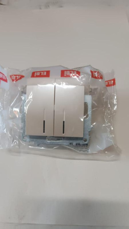 Выключатель 2-кл. СП Zena 10А IP20 с LED-подсветкой механизм жемчуж.  609-012500-203
