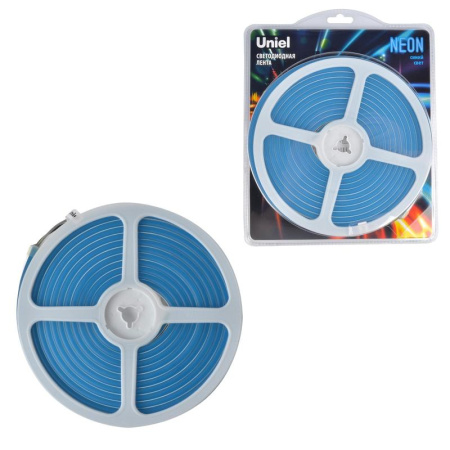 Лента светодиодная гибкая ULS-N01-2835-120LED/m-6mm-IP67-DC12V-9W/m-5M-BLUE NEON (блист. 5м) свет син.  UL-00009085
