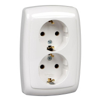 Розетка 2-м СП Рондо 16А IP20 250В с заземл. без защ. шторок бел. SchE RS16-228-BI