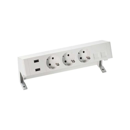 Блок розеточный настольный  400 3х2P+E 2хUSB зарядное устройство адаптер для 2хRJ45 моноблок бел.  42523020-130