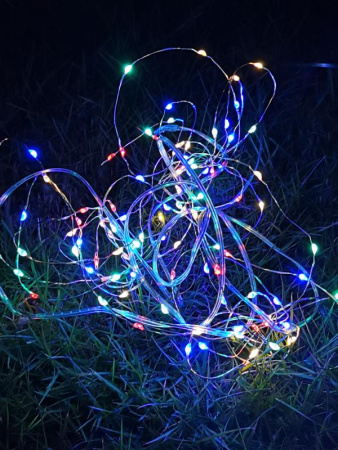 Гирлянда светодиодная "Разноцветные нити" 100LED 7м (4м+3м) мультиколор на солнечной батарее аккумулятор AA NI-MH 600мАч IP44  KOC_SOL196