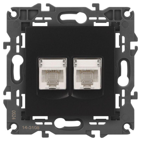 Розетка компьютерная 2-м Elegance 14-3108-05 RJ45 IP20 механизм антрацит  Б0034312