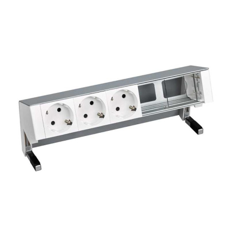 Блок розеточный настольный 3х2P+E 2 пустых мод. алюм.  400 42503000-133