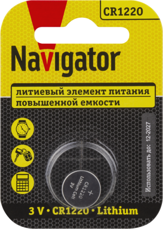 Элемент питания литиевый CR1220 93 825 NBT-CR1220-BP1 (блист.1шт)  93825