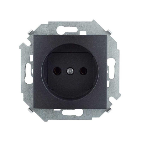 Розетка 2-м Schuko СП 15 16А IP20 250В 2х2Р+Е с заземл. графит  1590459-038