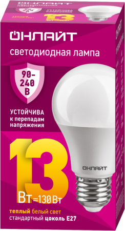 Лампа светодиодная 90 532 OLL-A60-13-230-2.7К-E27 PRO 90-240В  90532