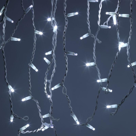 Гирлянда светодиодная "Бахрома" 2х1м 120LED холод. бел. IP65 220В бел. мерцание провод бел. каучук (без шнура питания)  Б0051891
