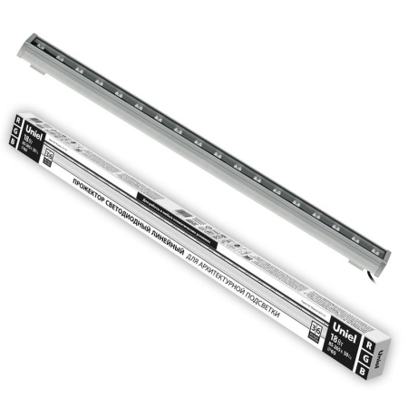 Прожектор светодиодный ULF-L52-18W/RGB/L100 220V IP65 SILVER линейный 1000мм RGB алюм.  UL-00008363