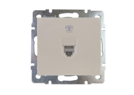 Розетка телефонная Rain RJ11 евро стандарт механизм крем.  703-0388-137