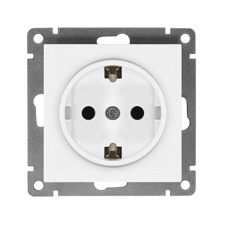 Розетка 1-м СП Афина 16А IP20 с заземл. механизм бел.  A0028