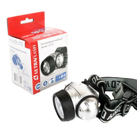 Фонарь налобный LED 5353 19LED 4 режима 3хR03 металлик  10262