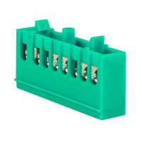 Шина нулевая PE 6х9 8 отверстий зел. изолированный корпус на DIN-рейку латунь PROxima  sn0-63-8-ig