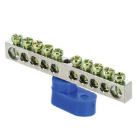 Шина нулевая N 6х9 10 отверст. цинк син. угловой изолятор PROxima  sn1-63-10-1