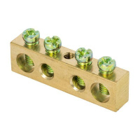 Шина PEN "ноль-земля" 8х12 4 отвер. латунь крепеж по центру PROxima  sn0-125-4-c