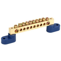 Шина "N" нулевая 8х12мм на двух угловых синих изоляторах 10 групп  11-2334