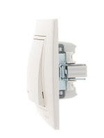 Выключатель 1-кл. СП Mira 10А IP20 с подсветкой со вставкой жемчуж./бел. перламутр.  701-3030-111