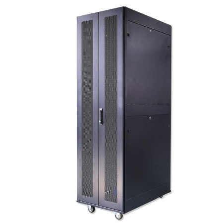 Шкаф серверный телекоммуникационный напольный ND-SC-47U80/120-BK 19дюйм для распред. и серверн. оборудования 47U 800х1200мм передн. и задн. двойн. перфорир. двери ручки с замком черн. (RAL 9004)  11123c