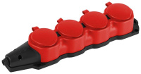 Колодка ЭРА KX-4e-RED-IP44 каучуковая с заземлением 4 розетки 16A IP44 красн.  Б0068456