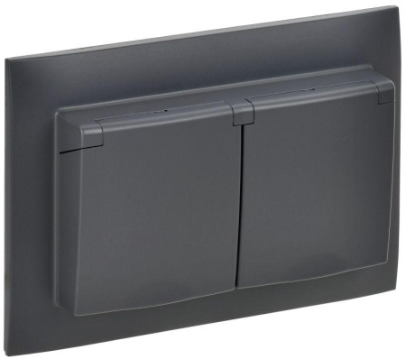 Розетка 2-м SKANDY 16А IP44 с крышкой в сборе SK-R12T титан  SK-R26-16-44-K48-F