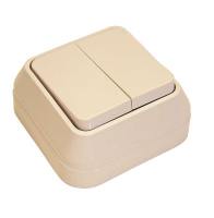 Выключатель 2-кл. ОП 10А IP20 крем.  45203