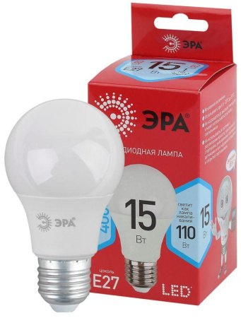 Лампа светодиодная RED LINE LED A60-15W-840-E27 R 15Вт A60 груша 4000К нейтр. бел. E27  Б0046356