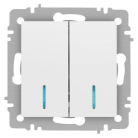 Выключатель Accent 6-105-01М двойн. с подсветкой 10А-250В IP20 СУ AL/CU бел. матов.  Б0063507