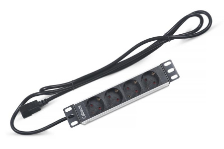 Блок розеток 4-м PDU-4P-2IEC 10А евростандарт вилка IEC 320 C14 для 10дюйм шкафов горизонт. без выкл. алюм. корпус шнур 2м  7293c