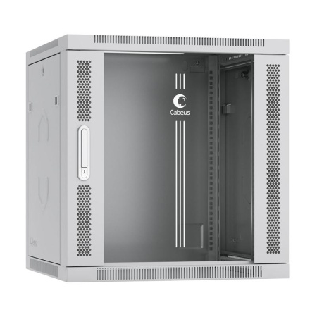 Шкаф телекоммуникационный настенный SH-05F-12U60/60 19дюйм 12U 600х600х635мм дверь стекло сер. (RAL 7035)  7065c