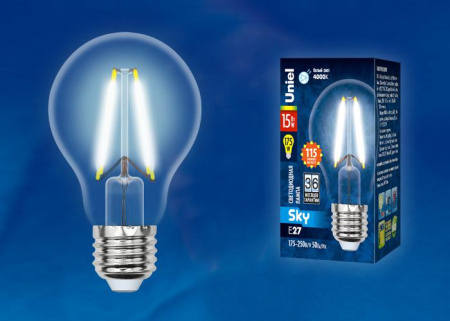 Лампа светодиодная LED-A60-15W/4000K/E27 /CL PLS02WH Sky 15Вт прозрачная 4000К нейтр. бел. (упак. картон)  UL-00005850