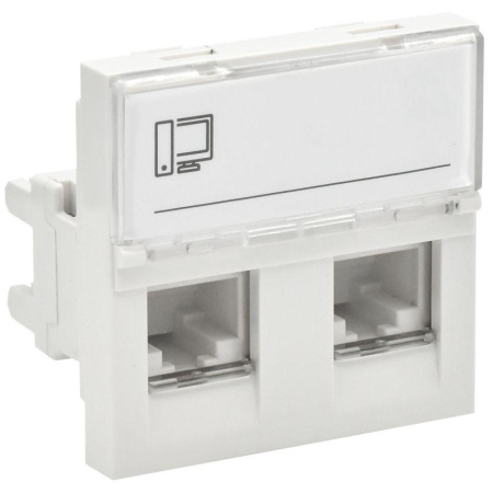 Розетка компьютерная 2мод. 2вх. PRIMER RJ45 кат.6 РКИ-22-00-П-6 бел.  PR-KK40D-RI-0-2-2C06U-K01