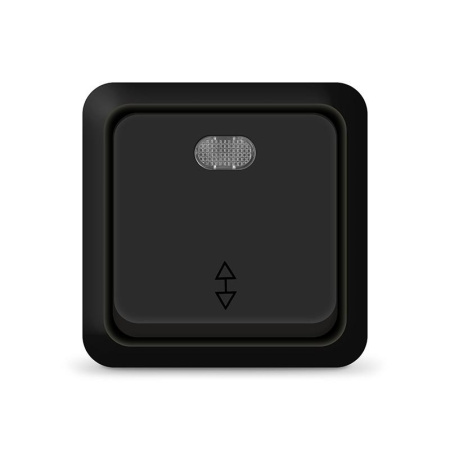 Переключатель проходной 1-кл. ОП Олимп 10А IP20 с подсветкой черн.  2211