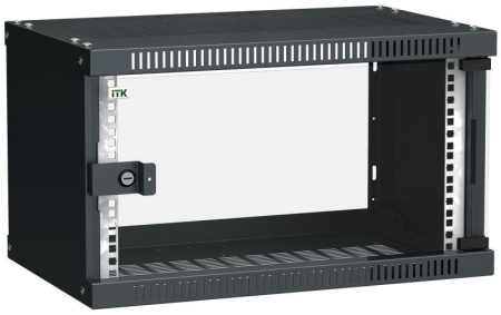 Шкаф LINEA WE 6U 550x350мм дверь стекло черн.  LWE5-06U53-GF