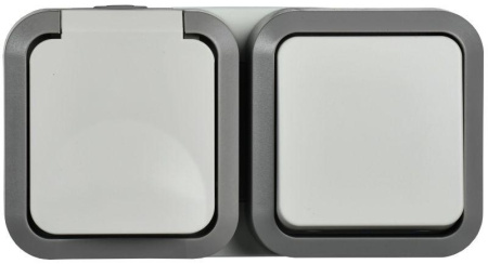 Блок ОП розетка + выключ. горизонт. TORS 16А IP55 TS242 бел.  TS-G10-6-55-V-K41
