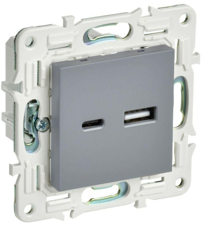 Розетка USB A+C 3.1А SKANDY SK-R14Gr сер.  SK-U22-D31-K03
