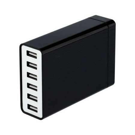 Устройство зарядное сетевое 6хUSB 1000mA черн.  16-0287