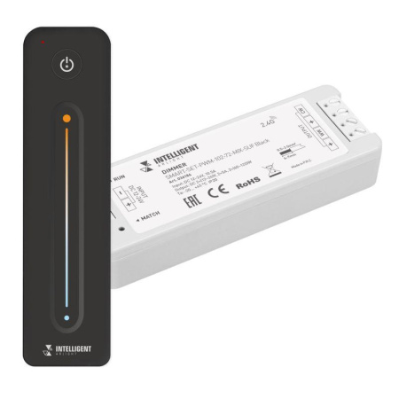 Диммер SMART-SET-PWM-102-72-MIX-SUF Black (12-24В 2х5А ПДУ LINE 2.4G) IP20 пластик  036186