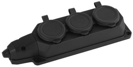 Колодка удлинителя 3-м с заземл. 16А IP44 K-3e-B-IP44 каучук черн.  Б0044545