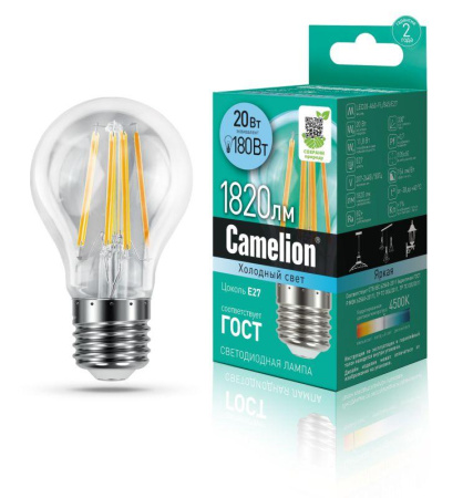 Лампа светодиодная филаментная LED20-A60-FL/845/E27 20Вт 220В  13719