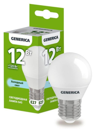 Лампа светодиодная G45 12Вт шар 6500К E27 230В  LL-G45-12-230-65-E27-G