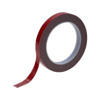 Скотч двухсторонний 12ммх5м красн. на сер. основе  09-6012