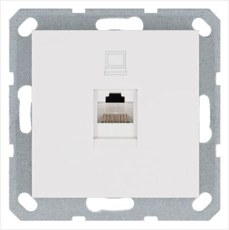 Розетка компьютерная 1-м RJ45 IP20 кат. 5E механизм бел. глянцевый  G6105W
