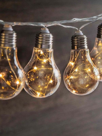 Гирлянда светодиодная "Лампочка" 40LED бел. на солнечной батарее аккумулятор AA NI-MH 600мА.ч  KOC_SOL221