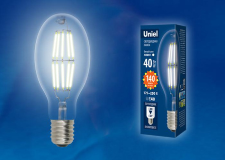 Лампа светодиодная LED-ED90-40W/DW/E40/CL GLP05TR колба прозр. свет дневной бел. 6500К упак. картон.  UL-00003763