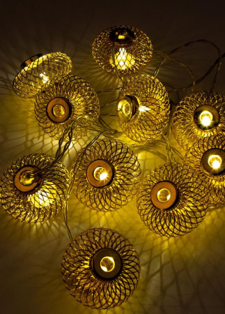 Гирлянда светодиодная "Фонарики" золото 5х3см 10LED тепл. бел. 1.8+0.3м  KOC_GIR-B121