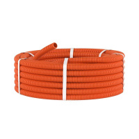 Труба гофрированная ПНД гибкая легкая d25мм без протяжки оранж. (уп.50м)  70925