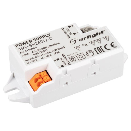 Блок питания ARV-SN24012-C 24В 0.5А 12Вт IP20 пластик  021020(1)