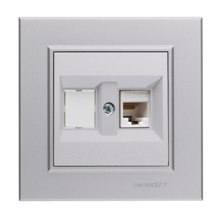 Розетка компьютерная+гнездо СП Karea 16А IP20 CAT 5 сереб.  56065035