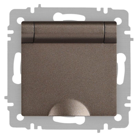 Розетка Accent 6-203-08 2P+E Schuko с крышкой 16А-250В IP20 СУ AL/CU Accent бронза  Б0063436